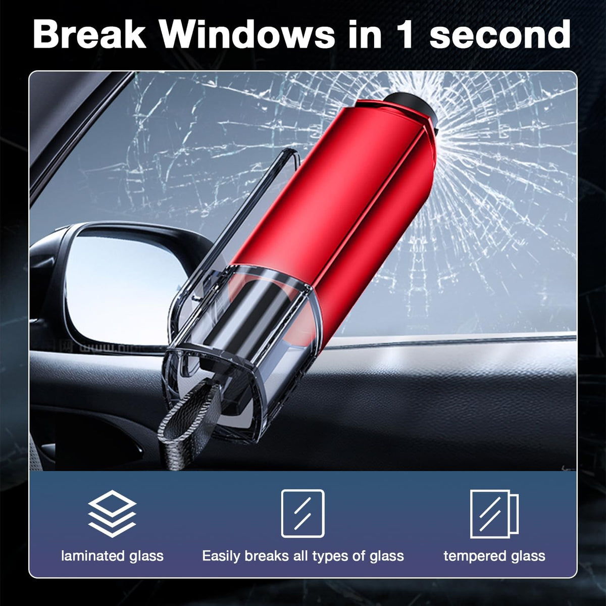 MOTORBUDDY Car Window Breaker Seatbelt Cutter and Emergency Glass Breaker