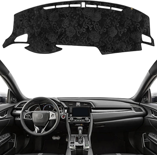 Dashboard Cover Dash Mat Fit for Ho-nda Civic 2021-2016 (Without HUD Models),Car Dash Board Mat Anti-Glare Carpet,Non-Slip Pad Sunshield Protector (Flannel)