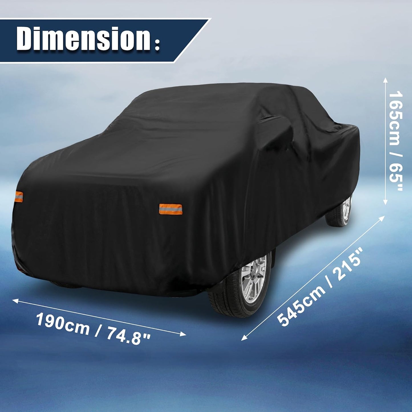 X AUTOHAUX Pickup Truck Car Cover for Toyota Tacoma Double Cab 4DR 5.0 ft Bed 2005-2021 Sun Rain Dust Wind Snow Protection 190T-PU W/Driver Door Zipper Black