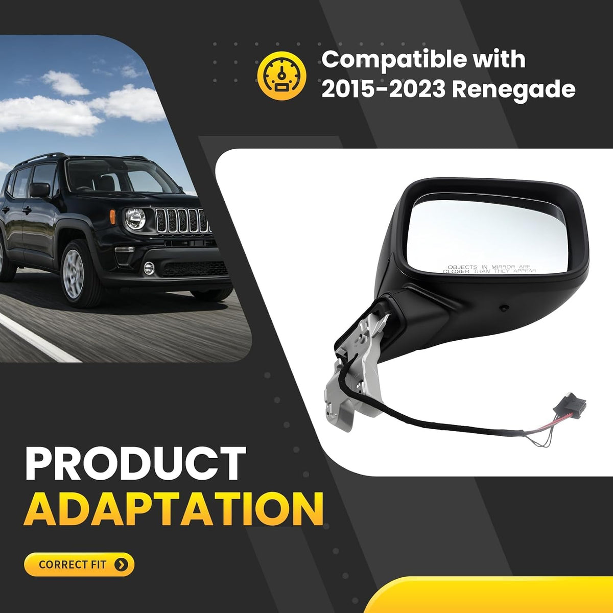 Right Side Mirror Assembly Compatible with Renegade 2015-2023