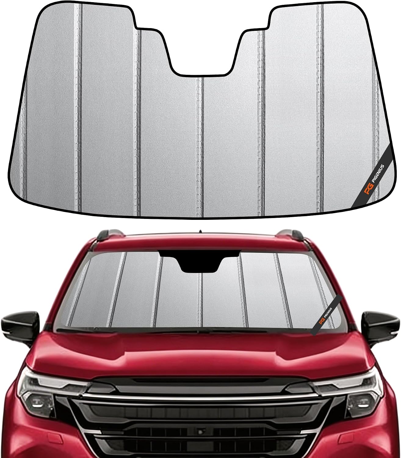 Pigenius Windshield Sunshade for Subaru Forester 2019-2021 Eyesight, Premium Grey Leather Finish