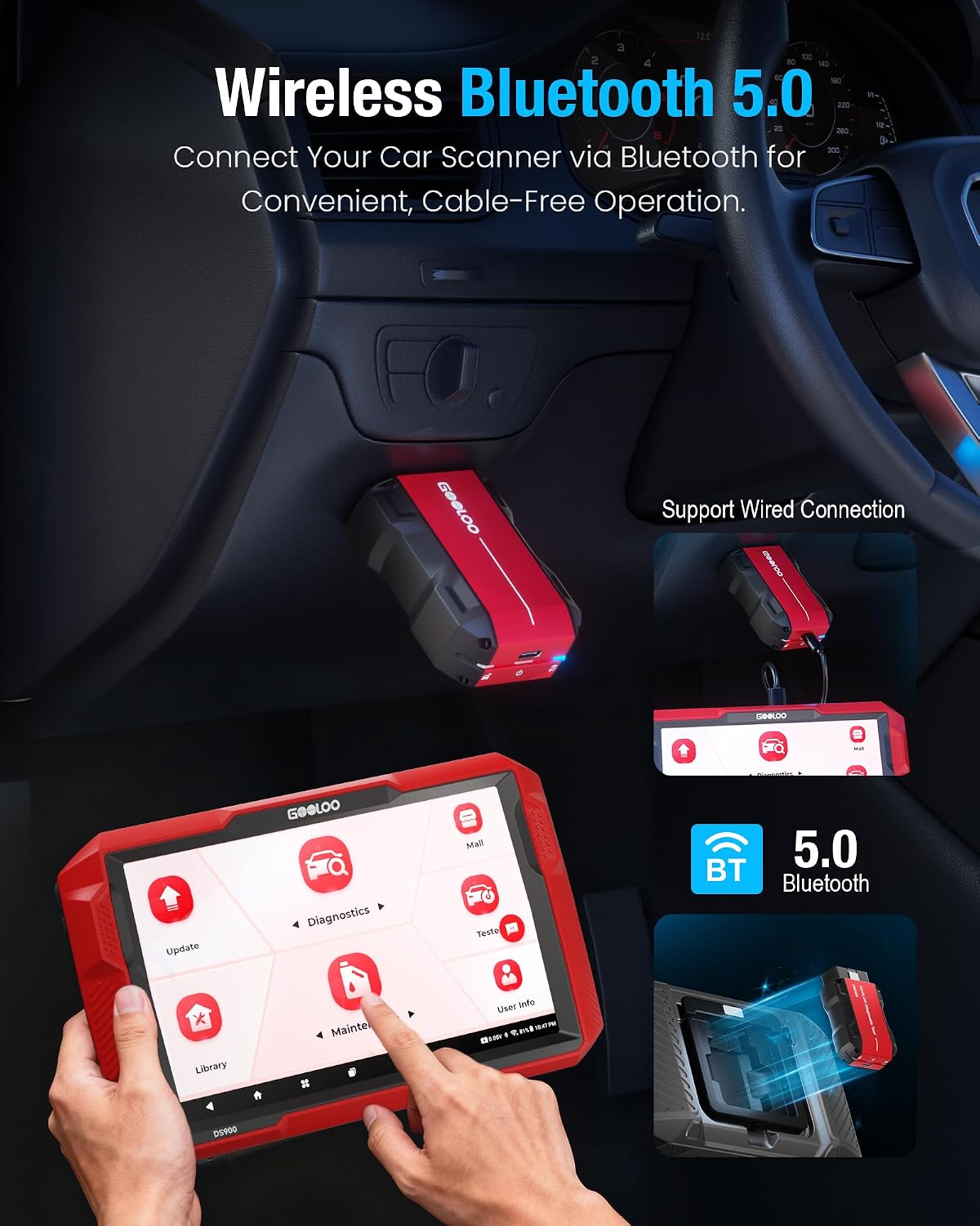 GOOLOO DS900 OBD2 Car Scanner ABS SRS Transmission, No Subscription Fees