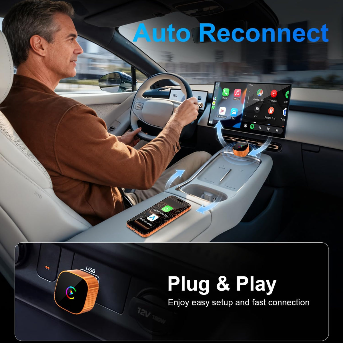 2026 Mini Wireless CarPlay & Android Auto Dongle for OEM Wired Cars 2016+