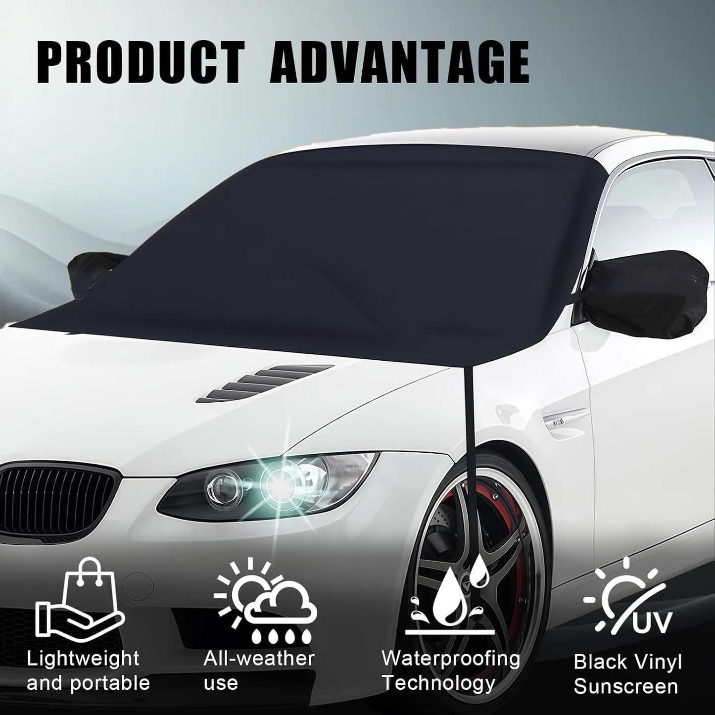 Windshield Cover for Ice and Snow No Scraping Car Accessories All Weather Waterproof Sunshade Winter Windshield Cover with Mirror Protection for Snow Ice Frost Sun Dust