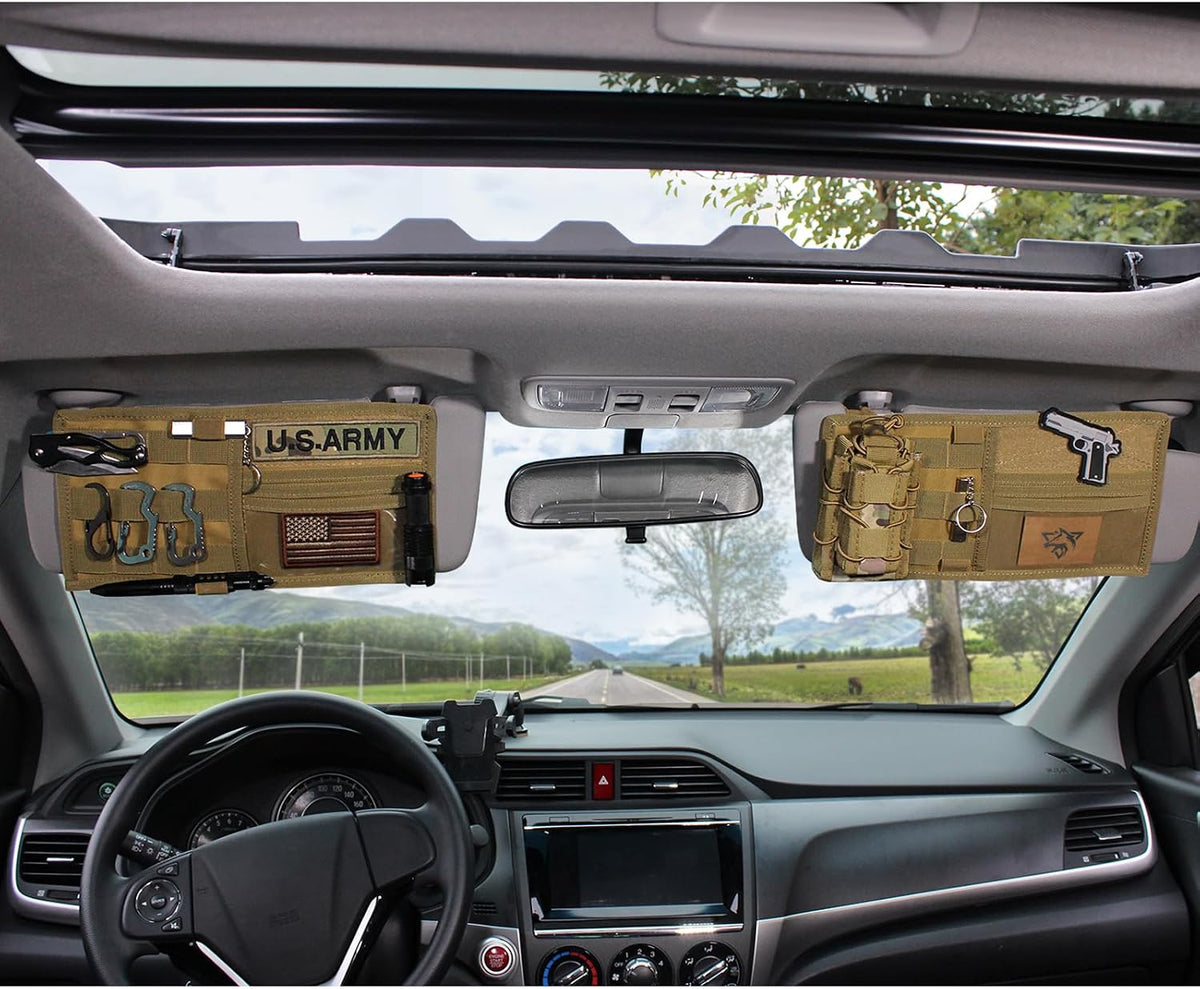 WYNEX Car Sun Visor Organizer MOLLE Panel Fit Most Cars