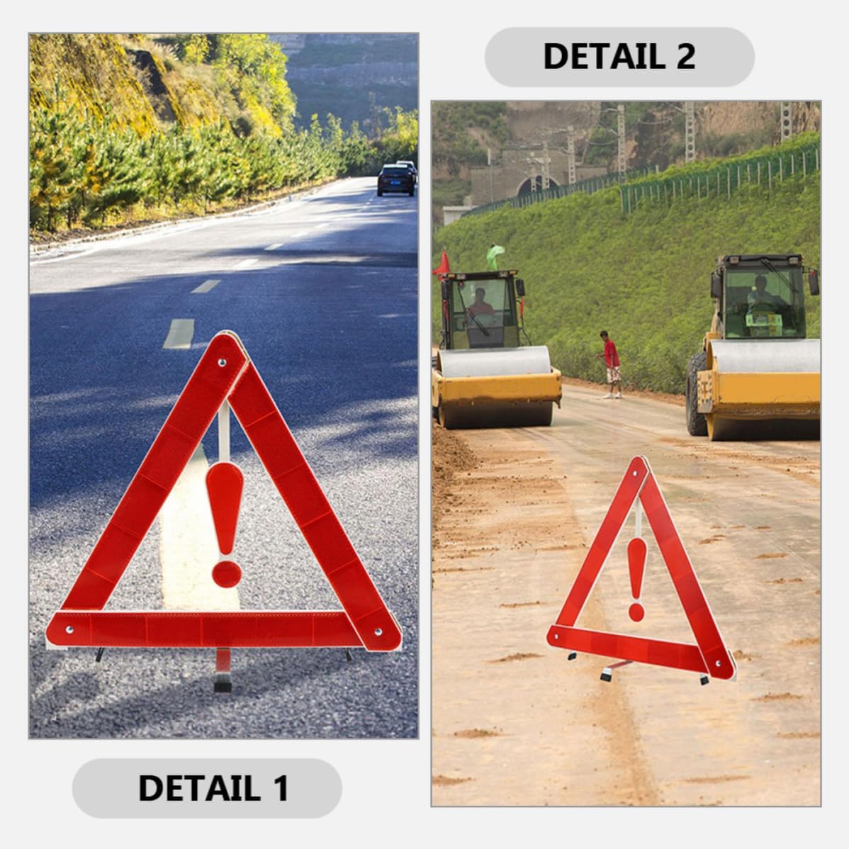 ERINGOGO 3pcs Emergency Triangle Warning Signs Reflective Safety Triangles Roadside Reflectors for Car and Truck Portable and Stable in Windy and Rainy Conditions