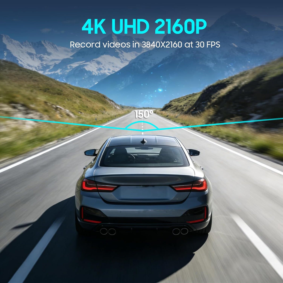4K Dash Cam Front, 64GB Card Included, Dash Camera for Cars Built in WiFi, Mini Dashcam with Night Vision, App Control, Loop Recording, Emergency Lock, 1.47'' IPS Screen, Support 128GB Max