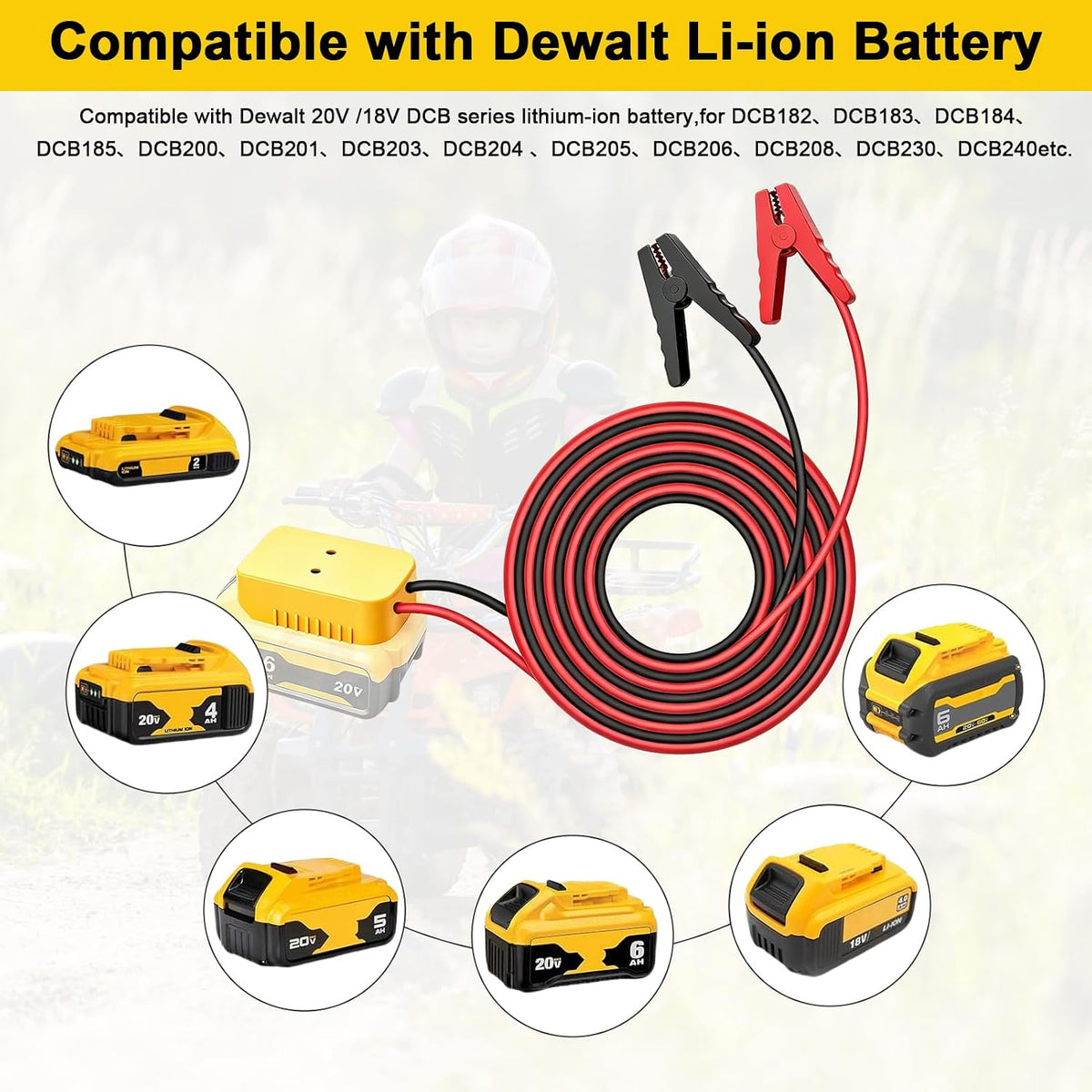 Jumper Cable Clamps for DeWalt 20V Jump Starter, 5.98FT Cable