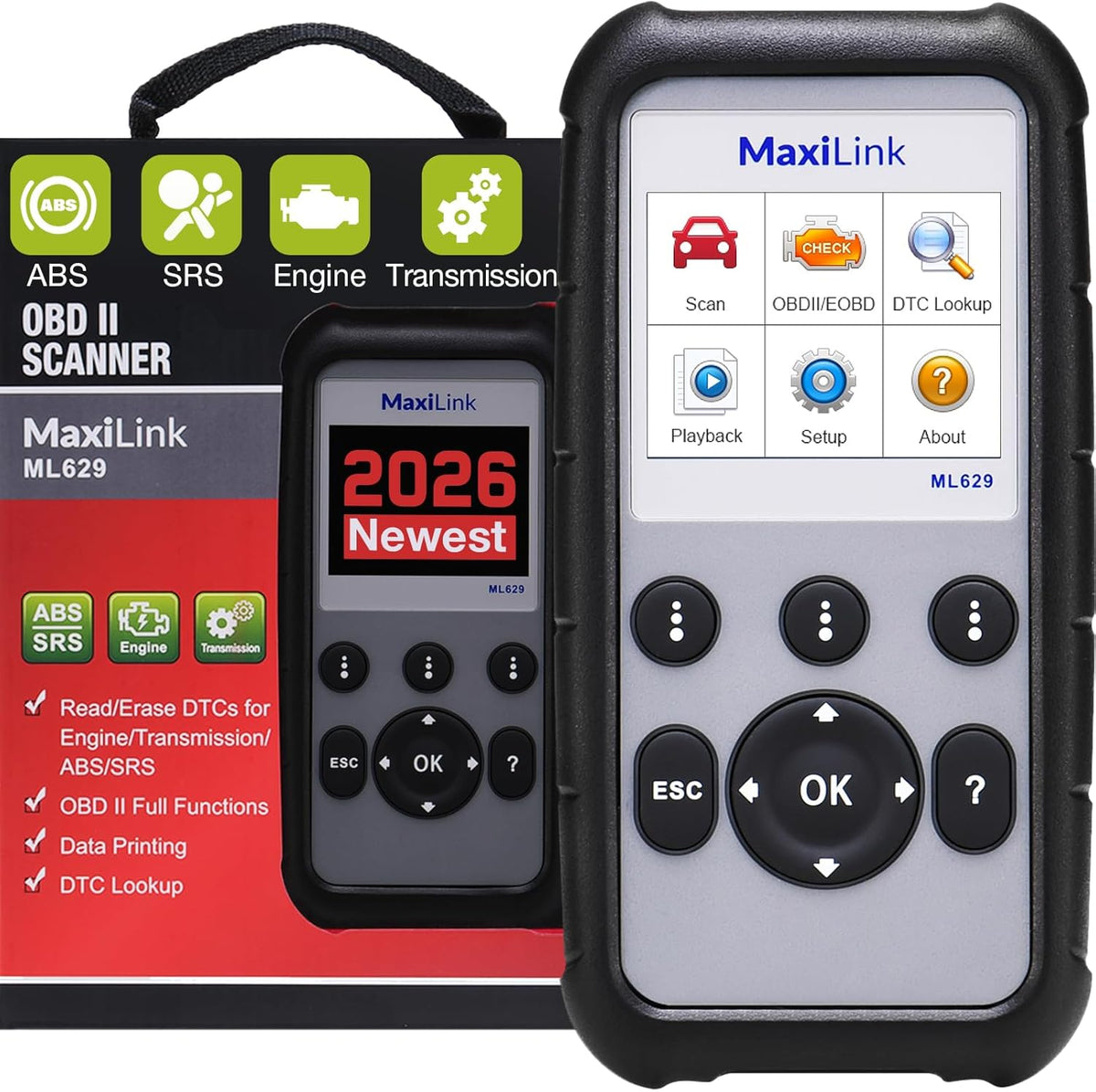 Autel MaxiLink ML629 OBD2 Scanner, ABS SRS Engine Transmission Diagnoses