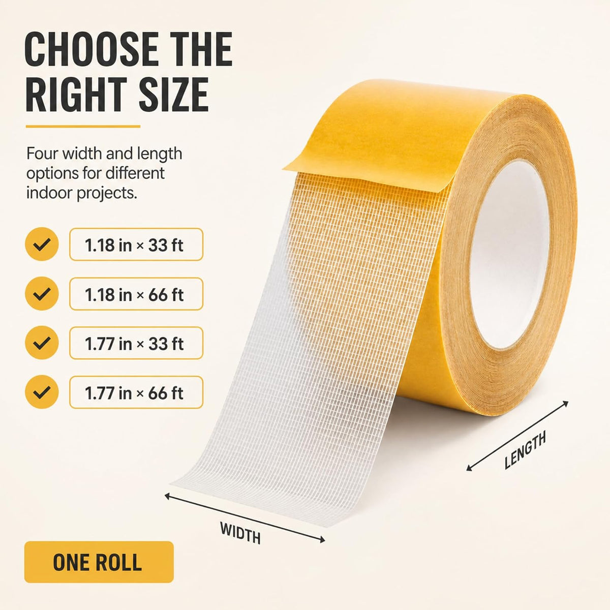 Double Sided Tape Heavy Duty,Heavy-Duty Double Sided Tape (1.18" × 33FT)