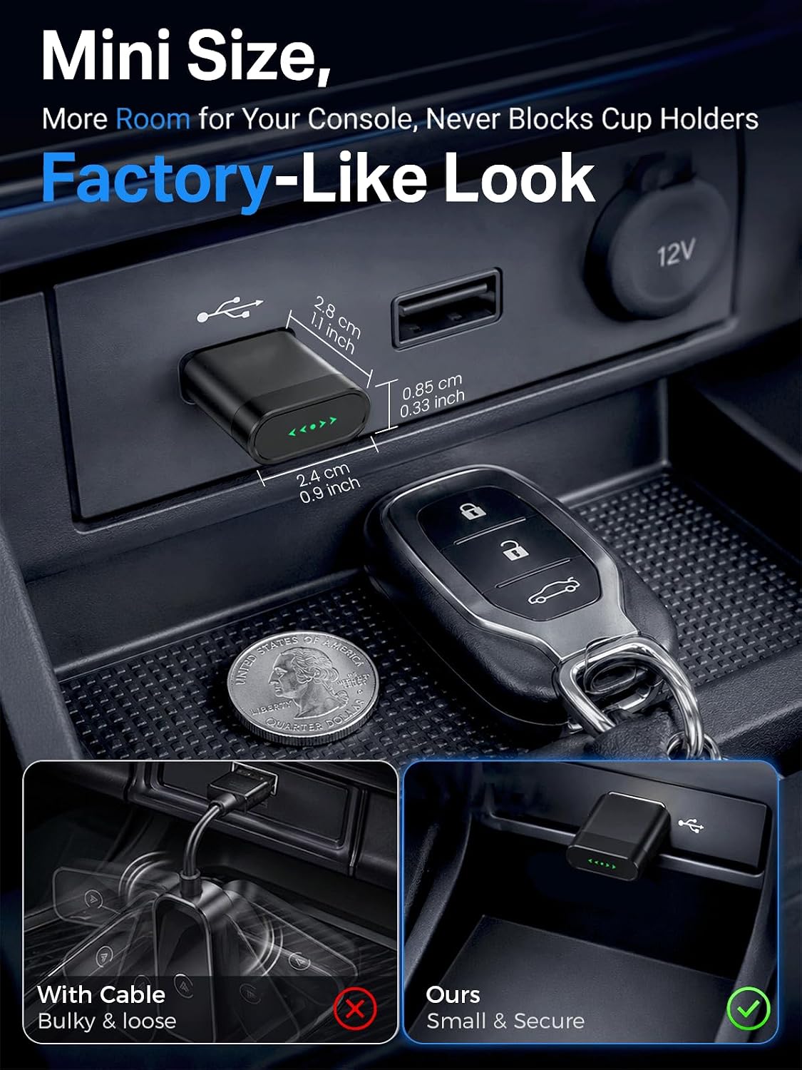 Wireless CarPlay Adapter for Apple iPhone & Android Auto USB Car Dongle