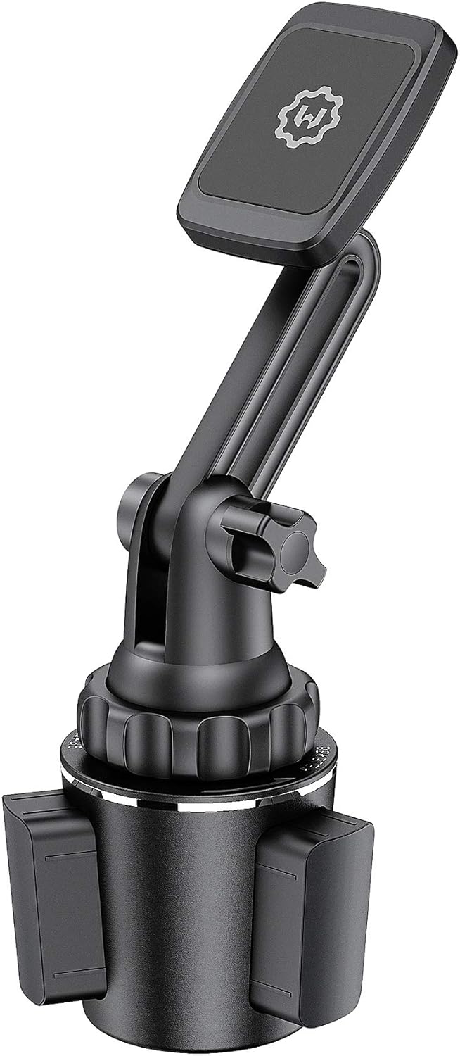 Magnetic Cup Holder Phone Mount – Universal Car Mount with Adjustable Base and Extendable Arm, Compatible with All Smartphones