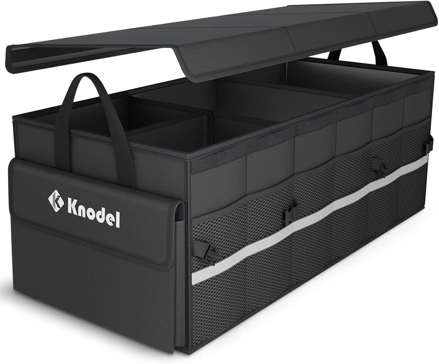 K KNODEL Car Trunk Organizer with Lid, Collapsible Car Trunk Storage Organizer, Car Organizer and Storage for SUV, Truck, Sedan (Medium, Black)