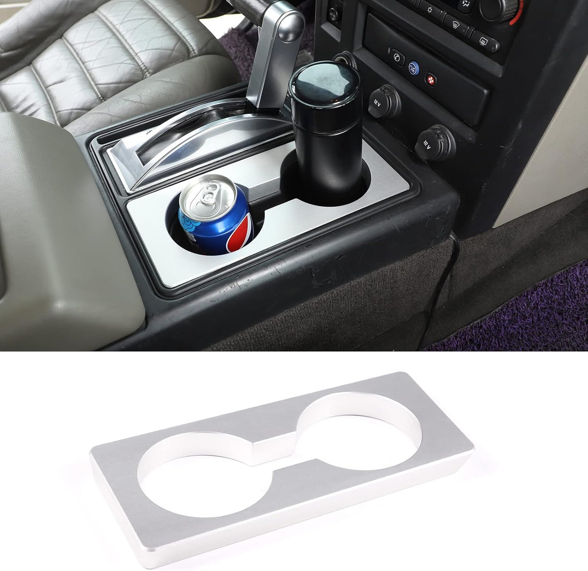 Car Cup Holder Expander Adapter Compatible with 2003-2007 Hummer H2,Center Console Large Cup Holder Expander (Silver)
