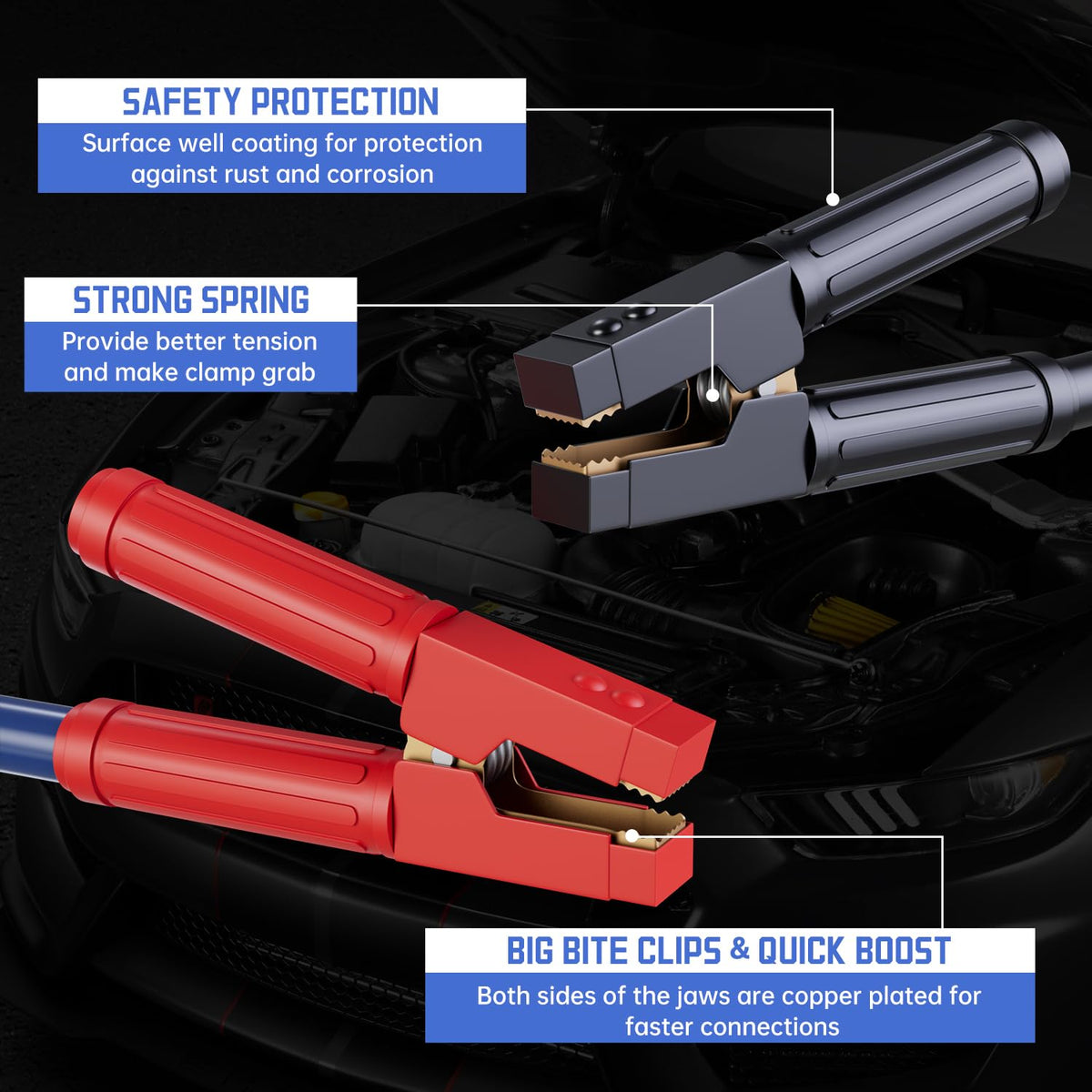 Heavy Duty Jumper Cables, 0 Gauge 30 Feet 1000AMP