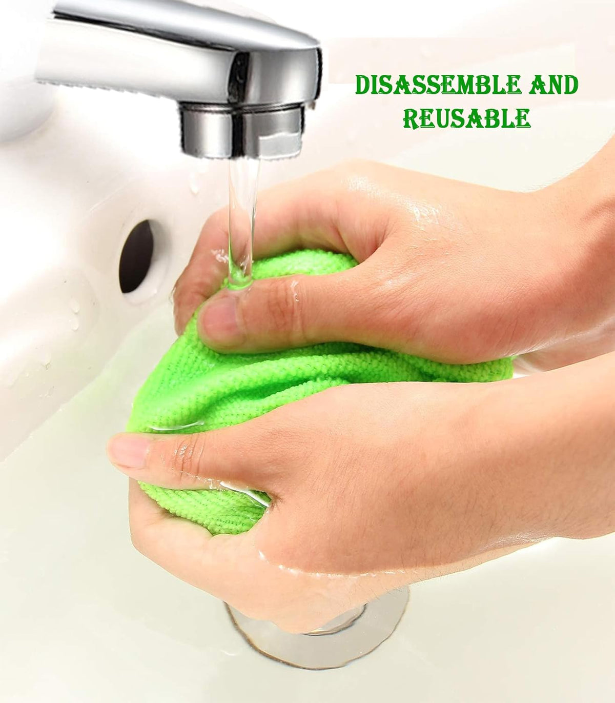 Car Windshield Cleaner Tool with Reusable Pads Extendable Handle(Green)