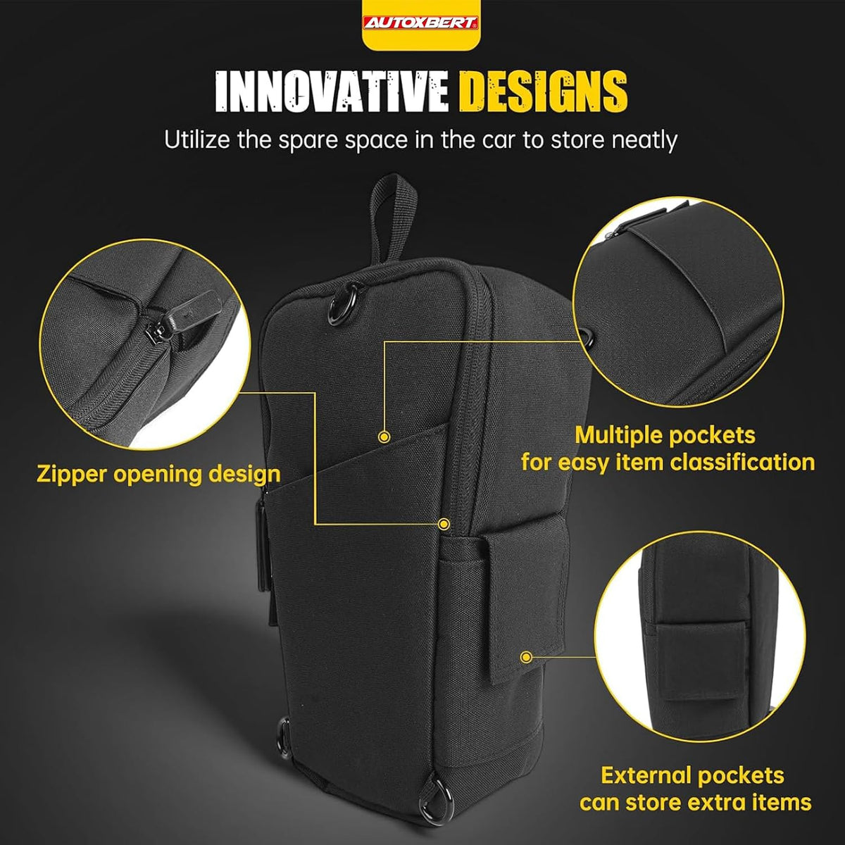 Car Trunk Organizer Pocket for Subaru Forester SK 2019-2024, Black