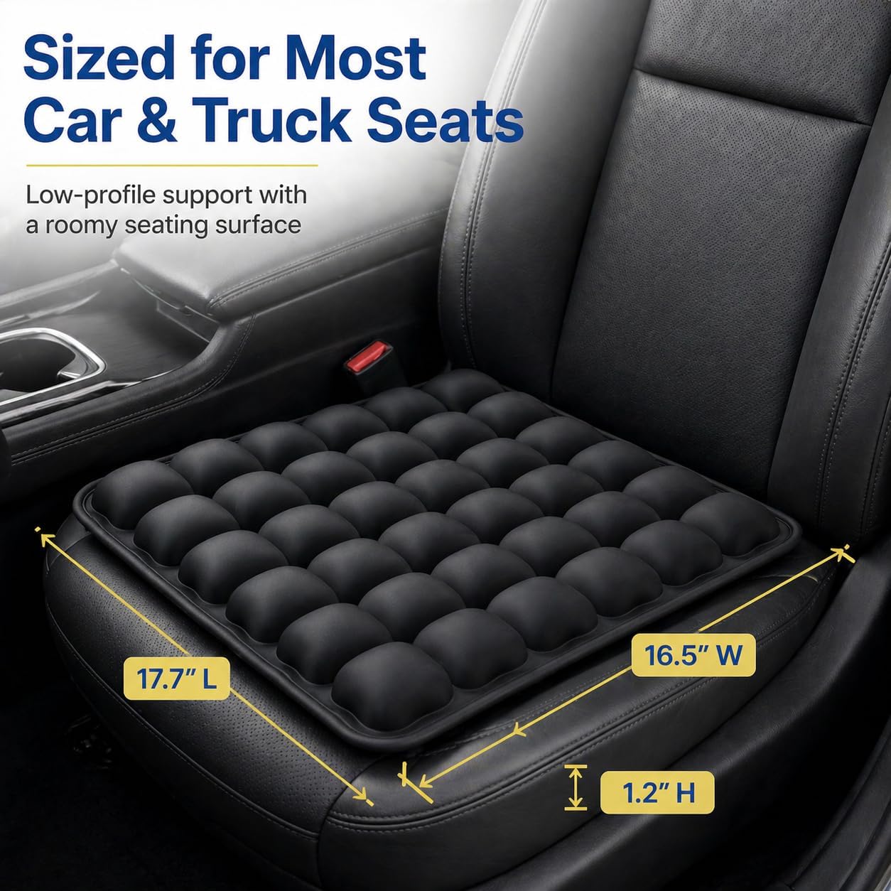Car Seat Cushion for Long Drives, Seat Cushion for Car, Inflatable Car Seat Cushions for Driving, Adjustable Truck Driver Seat Pad for Auto, SUV, Office Chair, Built-in Pump, Black