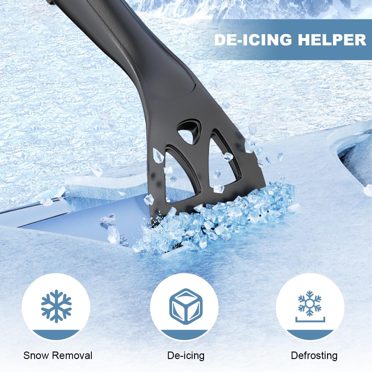 Wevdn Car Snow Brush with Ice Scraper, Detachable Stretchable Snow Scraper with 360° Rotatable Brush, Automotive Multi-Functional Snow and Ice Removal Tool, Car Accessories (Blue)