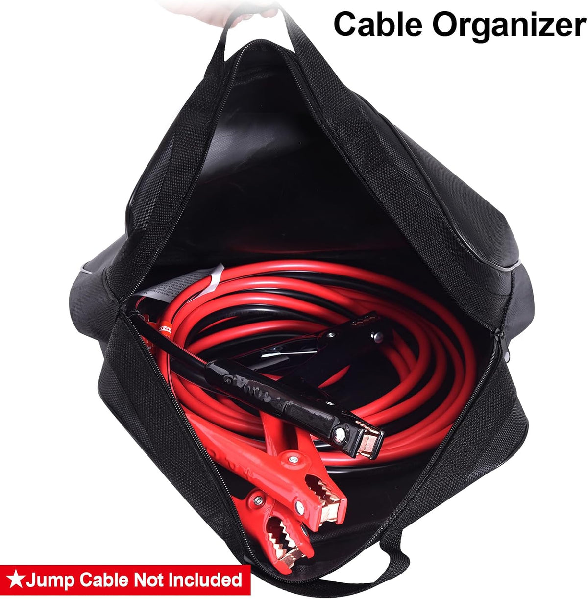 TOPDC Jumper Cable Bag, Large Tool and Cord Storage Organizer with Zipper