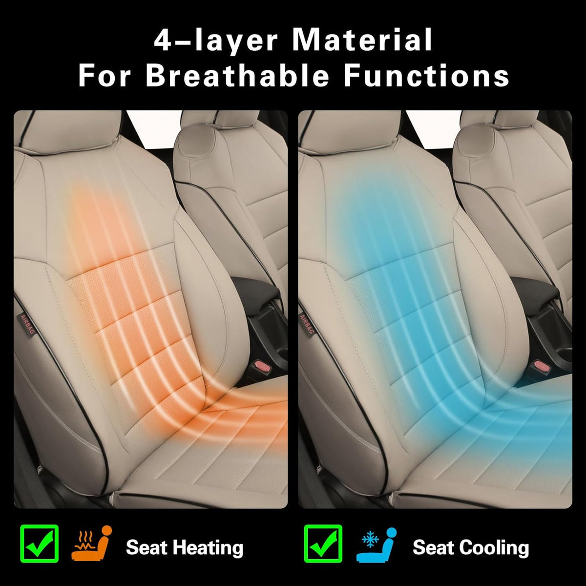 EKR Rav4 Seat Covers Custom Fit for Toyota Rav4(Gasoline) 2019 2020 2021 2022 2023 2024 2025 LE/XLE/XLE Premium/Limited,Leather Car Seat Cover Full Set for SUV,Faux Leather(Beige)