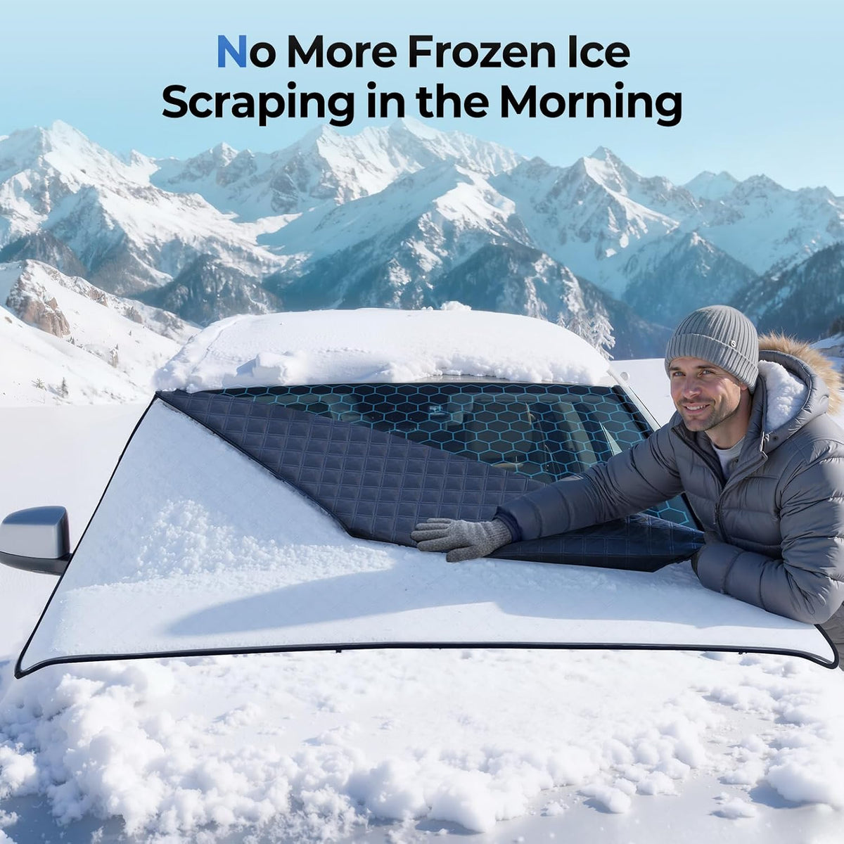 FLORICH Car Windshield Cover for Ice and Snow Heavy Duty 600D Oxford Fabric with Side Mirror Cover,Standard Winter Frost Hail Protector for Most Car, Truck, SUV, Van and MPV (66x 47Inch)