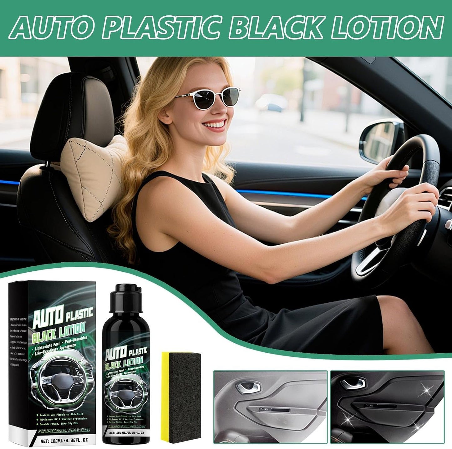 Car Leather Cleaner 100ml Long-Lasting All Purpose Agent with Sponge | Car Fabric Cleaner for Vehicle Truck Convertible Garage Home Underseat Roof Ceiling Dashboard Components