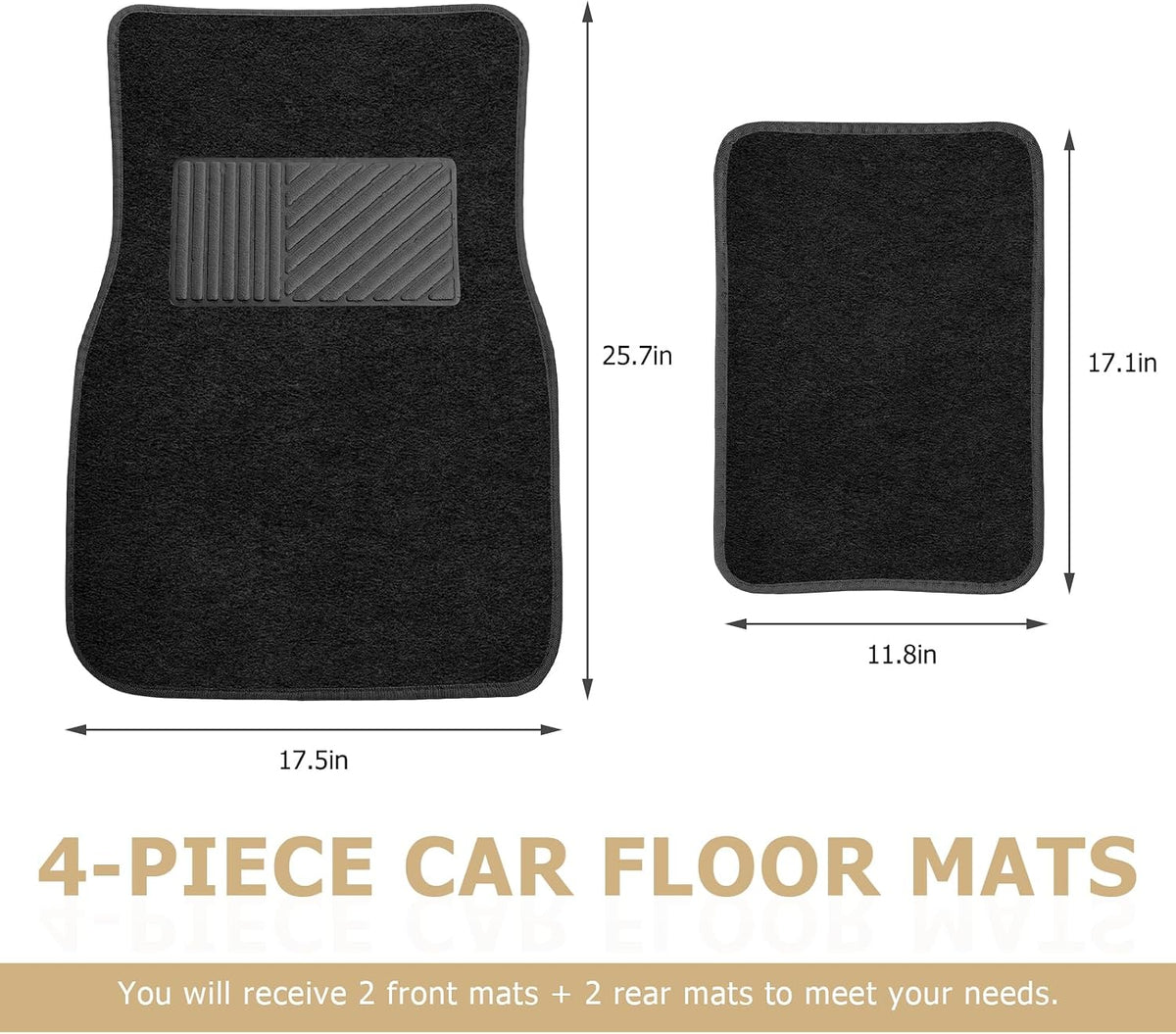 4PCS Car Floor Mats, All Weather Car Floor Protective Pads (Black)