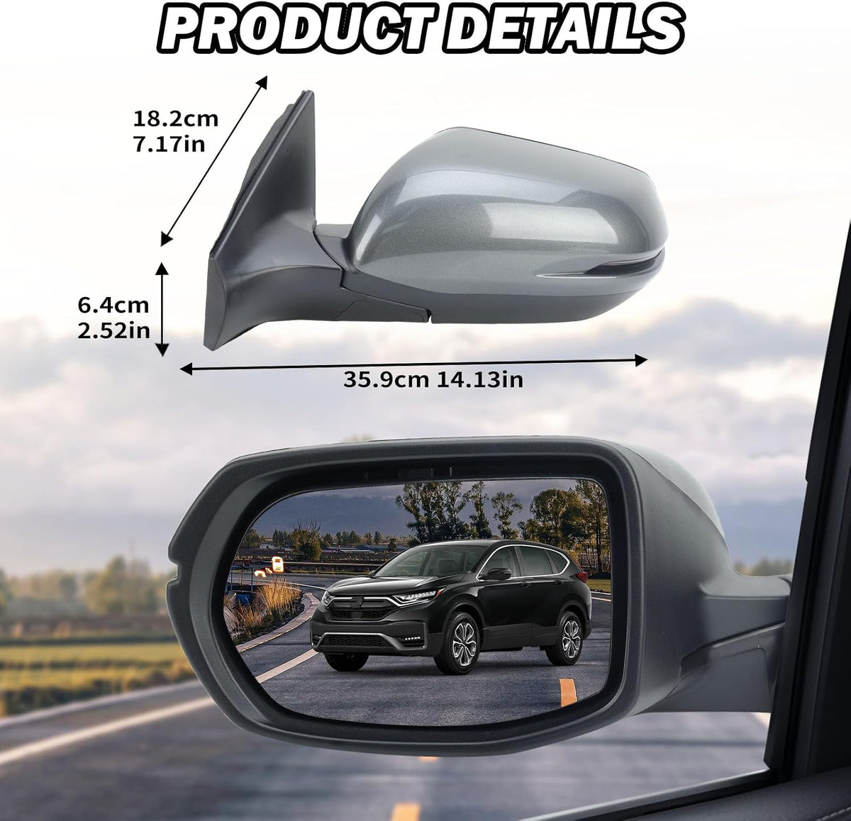 Driver Side Mirror for Honda CR-V 2017-2022（Modern Steel Metallic）