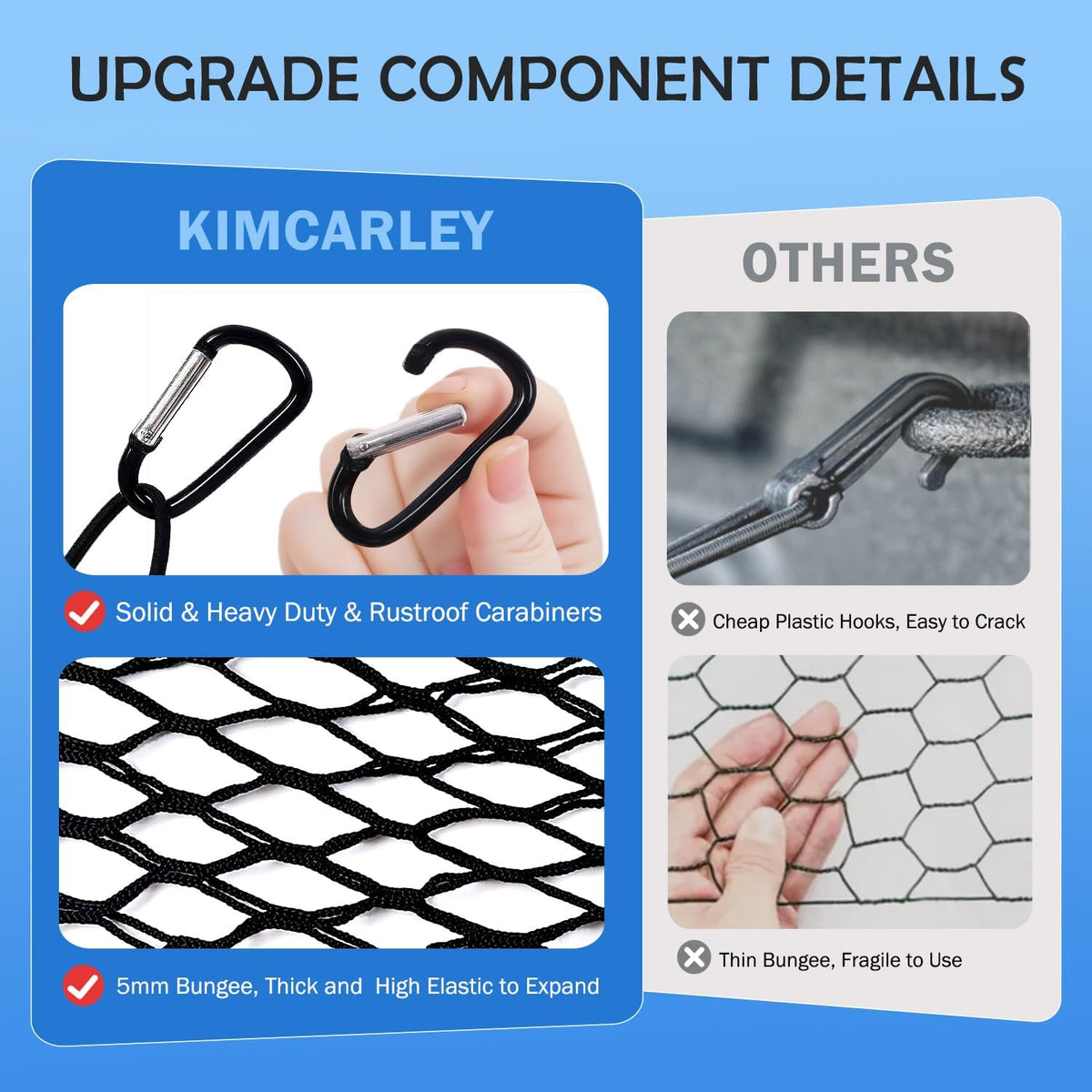 Envelope Style Cargo Net for 2018-2026 Chevy Equinox & GMC Terrain Accessories, Trunk SUV Mesh Cargo Net, Upgraded 5mm Bungee&Double-layer Nylon Storage Tailgate Netting Grocery&Tools Holder Organizer
