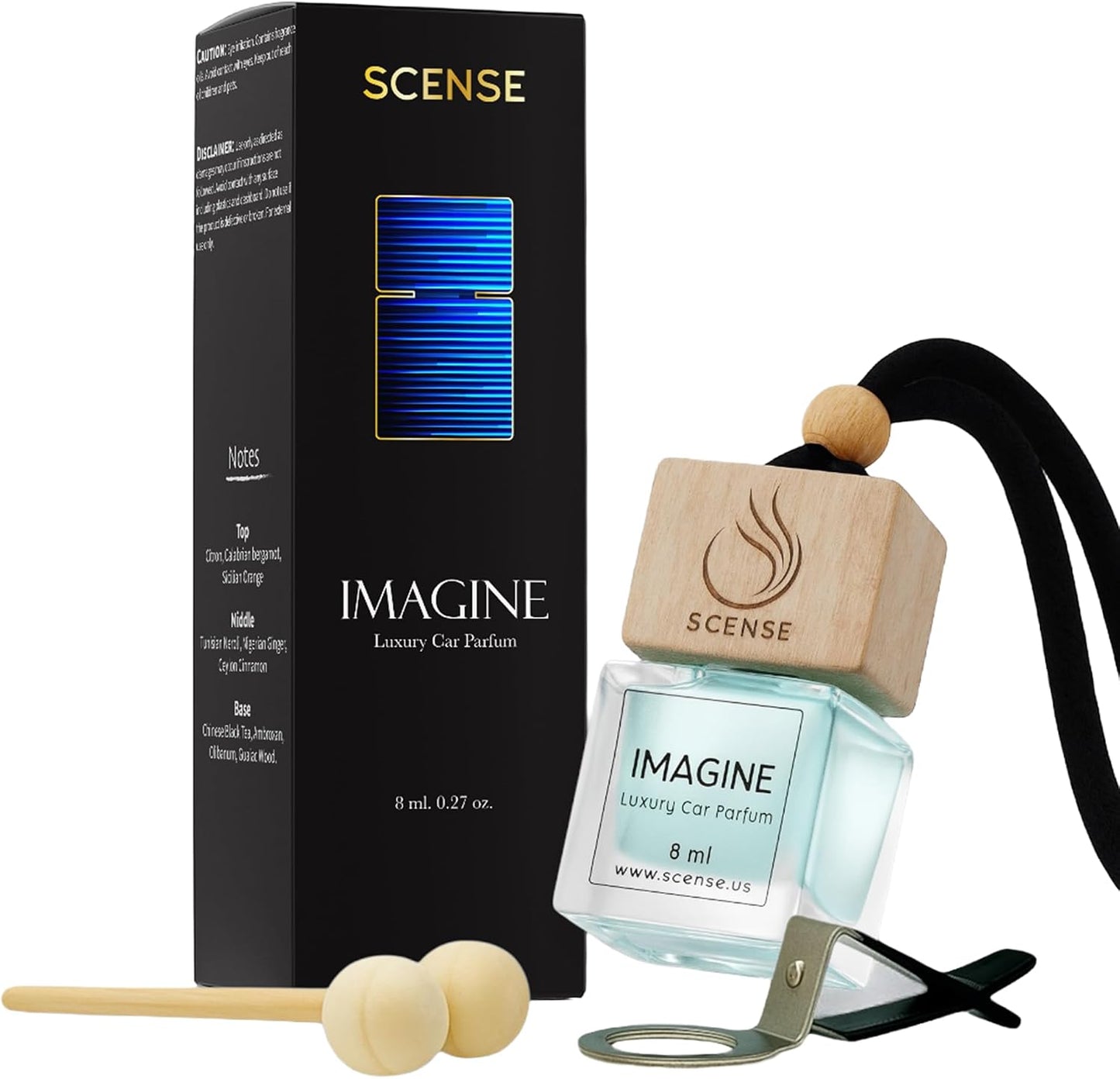 IMAGINE Luxury Car Air Freshener for Men | Perfume Style Car Fragrance Diffuser & Vent Clip | Odor Eliminator Fresh Car Smell Long Lasting Scent Refillable | Premium Car Scent by SCENSE