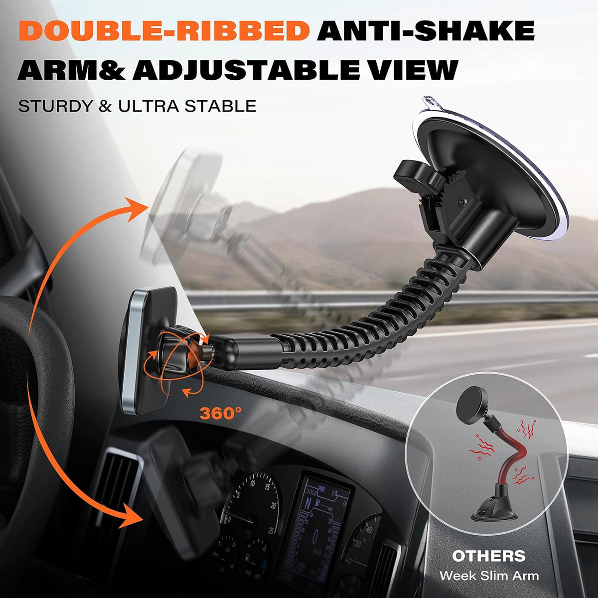 APPS2Car Phone Mount for Truck, Heavy-Duty Windshield Phone Holder
