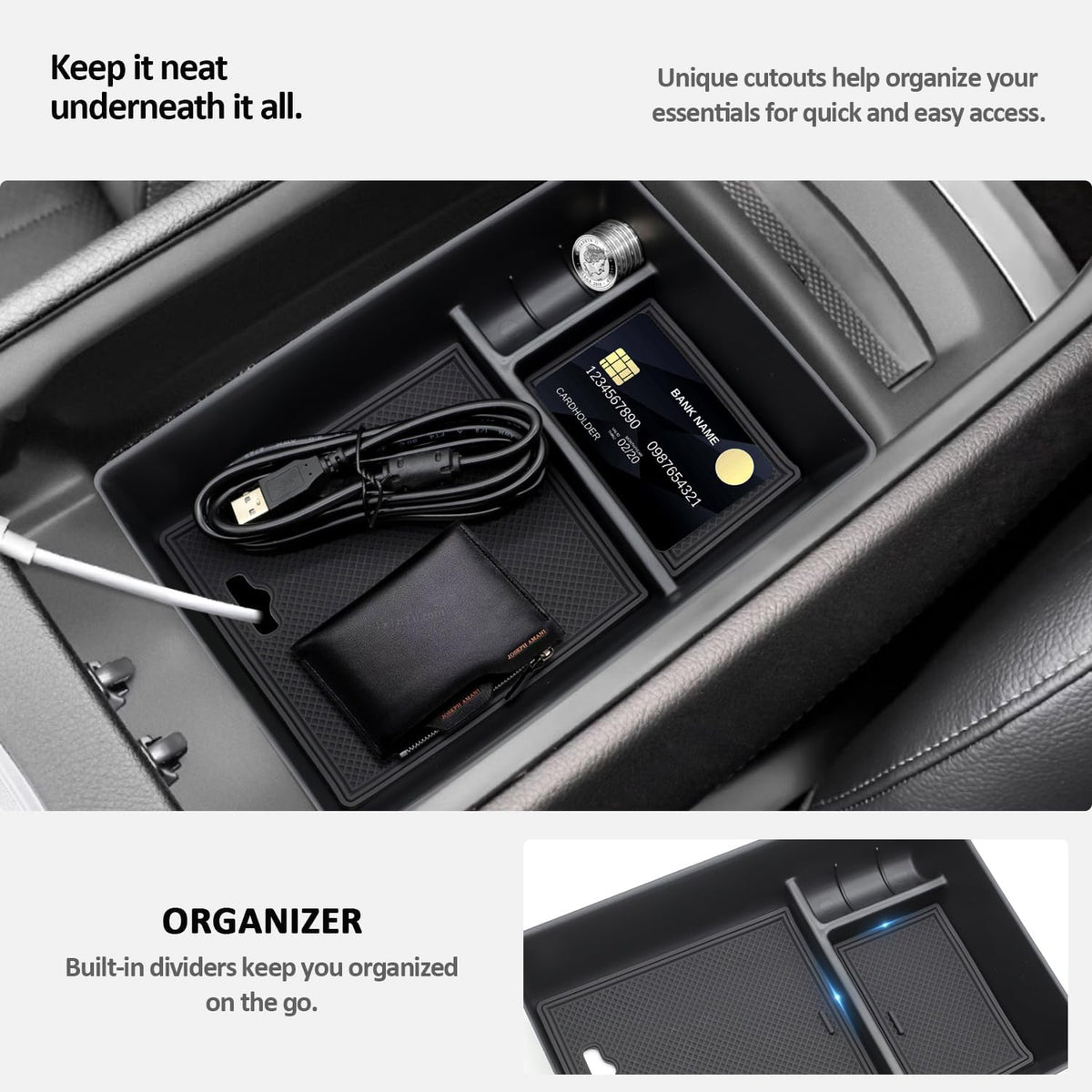 Center Console Accessory Organizer for 2023 Mercedes Benz EQE350,Armrest Storage Box Insert Tray Compatible with Mercedes Benz EQE350 EQE350+ EQE500 EQS 450+ 400 580 AMG 2023+Interior Accessory