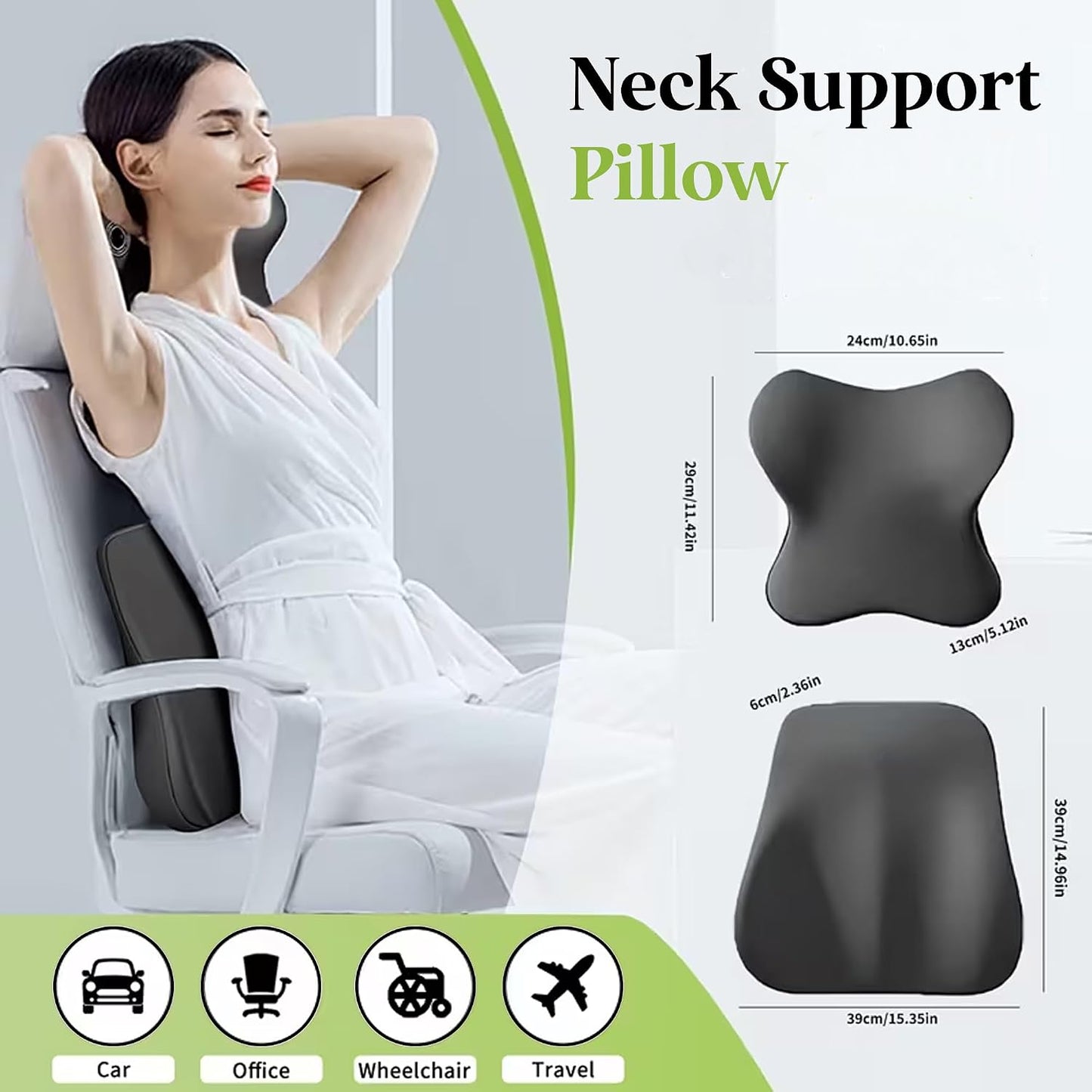Bellavere® Ergonomic Memory Foam Car Seat Cushion Set – Lumbar Support & Neck Pillow, Orthopedic Back Support, Machine Washable, Driving Comfort for Cars, SUVs & Trucks, Gift for Drivers