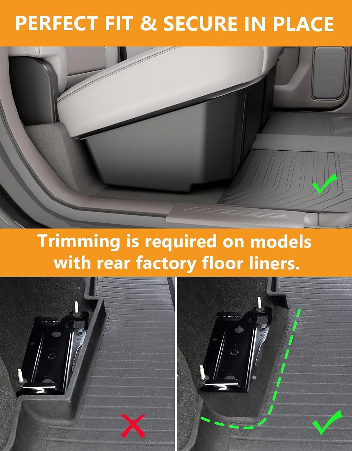KINGGERI Under Seat Storage Boxes Compatible with 2019-2026 Chevy Chevrolet Silverado 1500/GMC Sierra 1500, 2020-2026 Silverado/Sierra 2500HD/3500HD | Double &amp; Crew Cab Rear Underseat Organizer Box