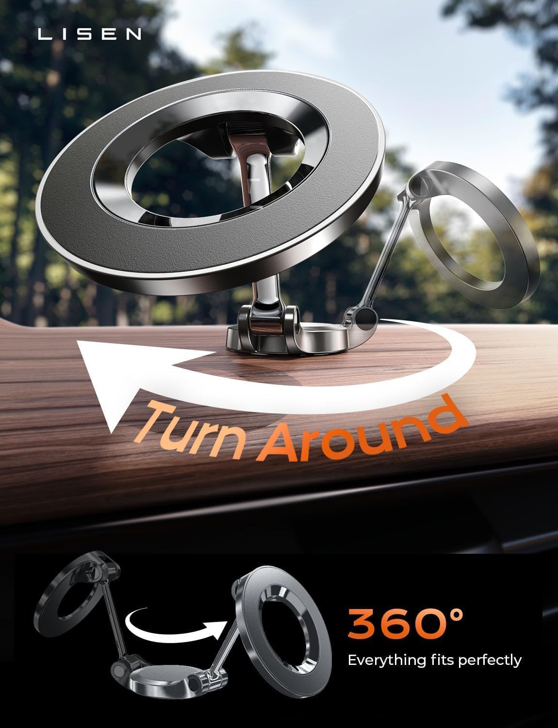 LISEN for MagSafe Car Mount for iPhone 18 Pro Max [24 Strong Magnets] Classic Magnetic Phone Holder for Car Dashboard Magnet Phone Mount Car Cell Phone Holder for iPhone 18 Pro Max 17 16 15 14 13 12