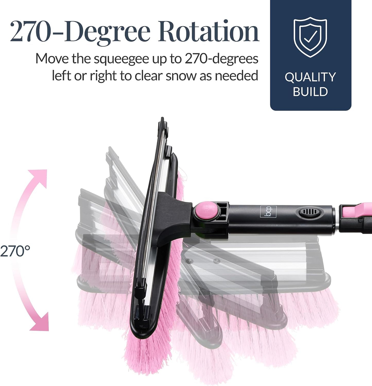 Best Choice Products Snow Brush with Squeegee & Ice Scraper, Up to 39" Extendable Foam Grip, 270° Pivoting Snow Brush for Car Truck SUV, Storage Bag Included - Pink