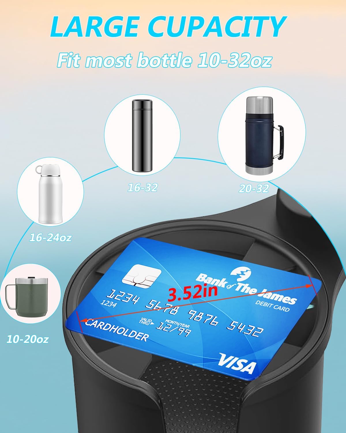 2-in-1 Cup Phone Holder for Car, 360° Adjustable Car Phone Mount