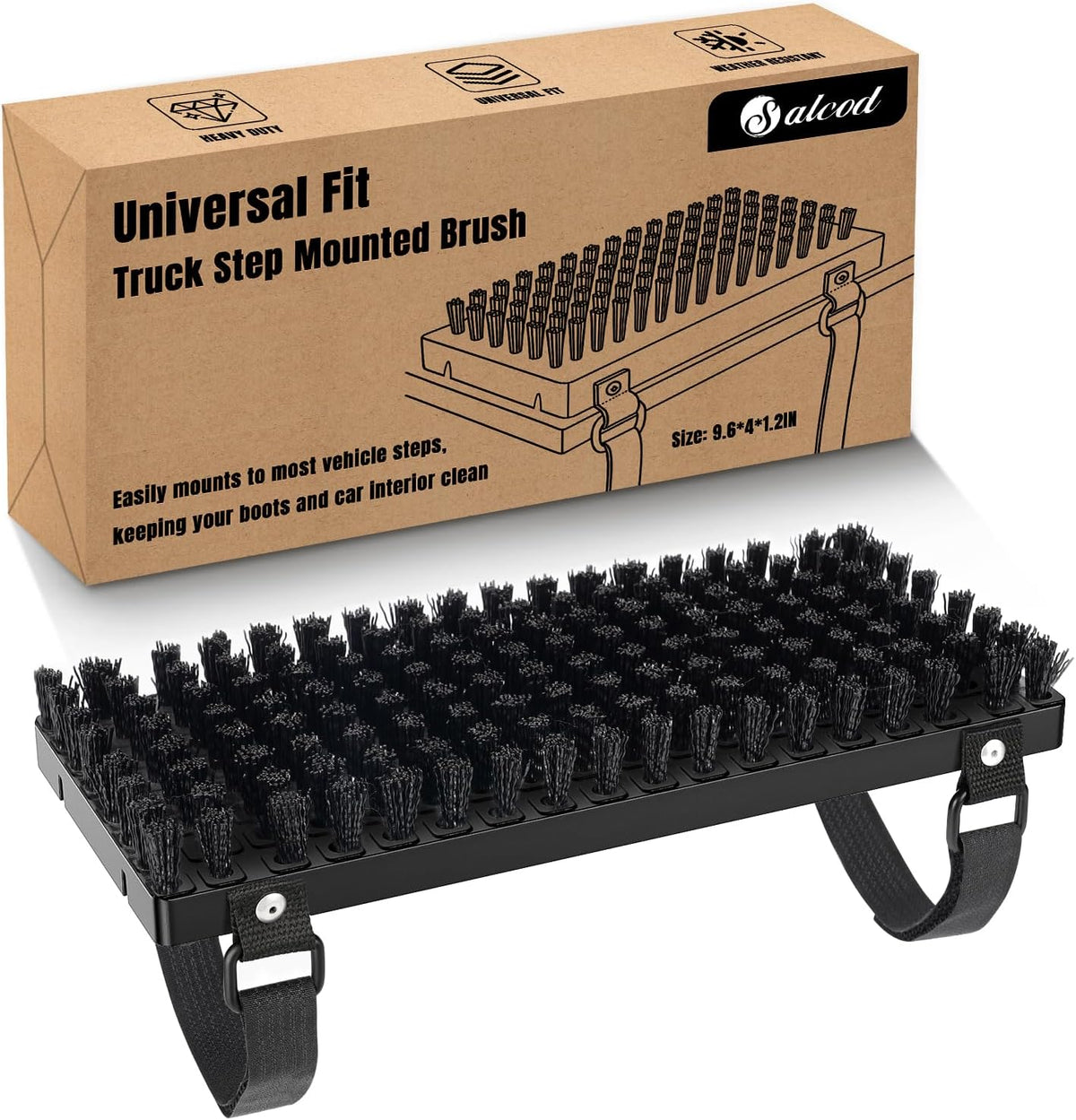Salcod Truck Step Mounted Boot Brush for Trucks, RVs, SUVs and Semis