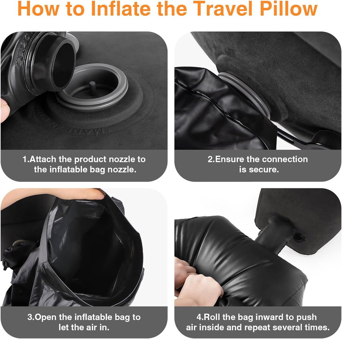 Maliton Inflatable Foot Rest Pillow for Travel,Kids Airplane Bed,Adjustable 3 Layers Height Leg Pillow of Air Travel Essentials,Car, Office, Home - Fast Inflation (Black)