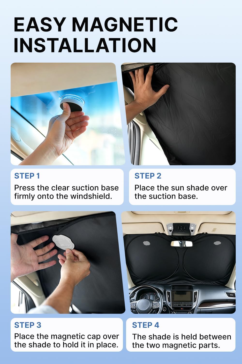 2026 Windshield Sun Shade: Suction Cups Prevent Collapse & Sagging