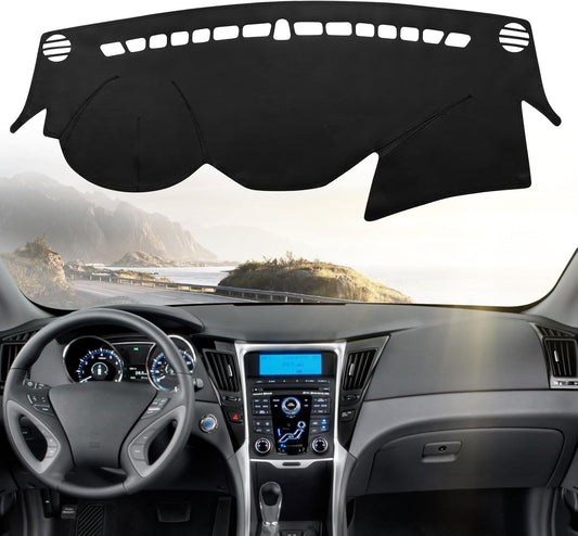Leather Dashboard Dash Cover Mat Carpet PU Compatible with 2011 2012 2013 2014 Hyundai Sonata