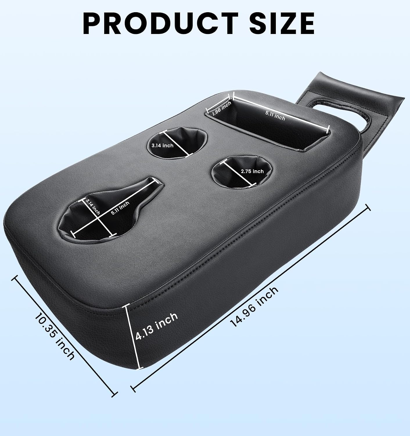 Sinvanho Car Cup Holder, Back Seat Cup Holder for Car, PU Leather Couch Sofa Bed Cup Holder Expander Tray, Boat Tray, Organizer for Trucks, Minivans, SUVs, RVs, Vehicles, Holds Drinks, Remote, Snacks