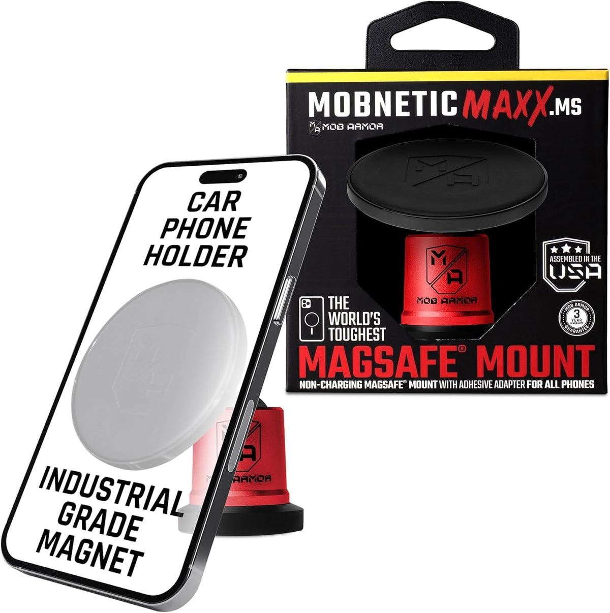 Mob Armor MobNetic Maxx MS MagSafe Phone Mount for Car, Red