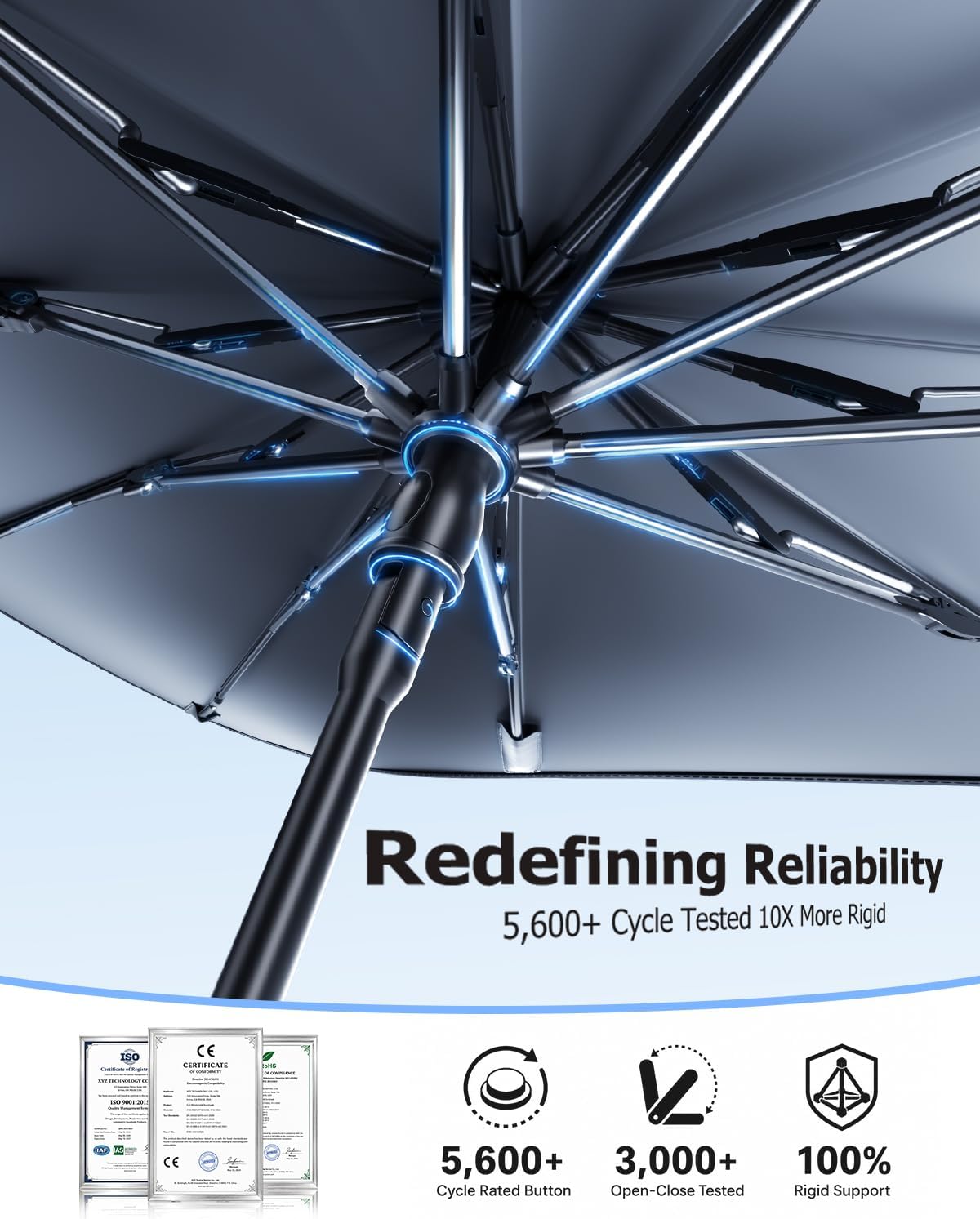 [2026 Upgrade] Weektic Windshield Sun Shade Umbrella, [Double Thickened Ice Crystal Coating] Sun & Heat Protection, Keep Vehicle Cool & Protect Interior, Zero Light Leakage Medium 57" L x 31" W
