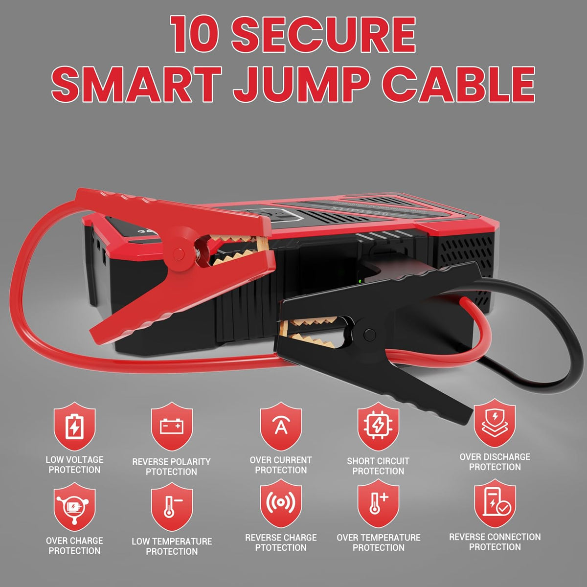 3000A Peak Car Jump Starter with 150PSI Air Compressor – Smart Jump Cable, LED Flashlight & USB Charger, 12V Emergency Starter for Vehicles up to 10L Gas & 8L Diesel