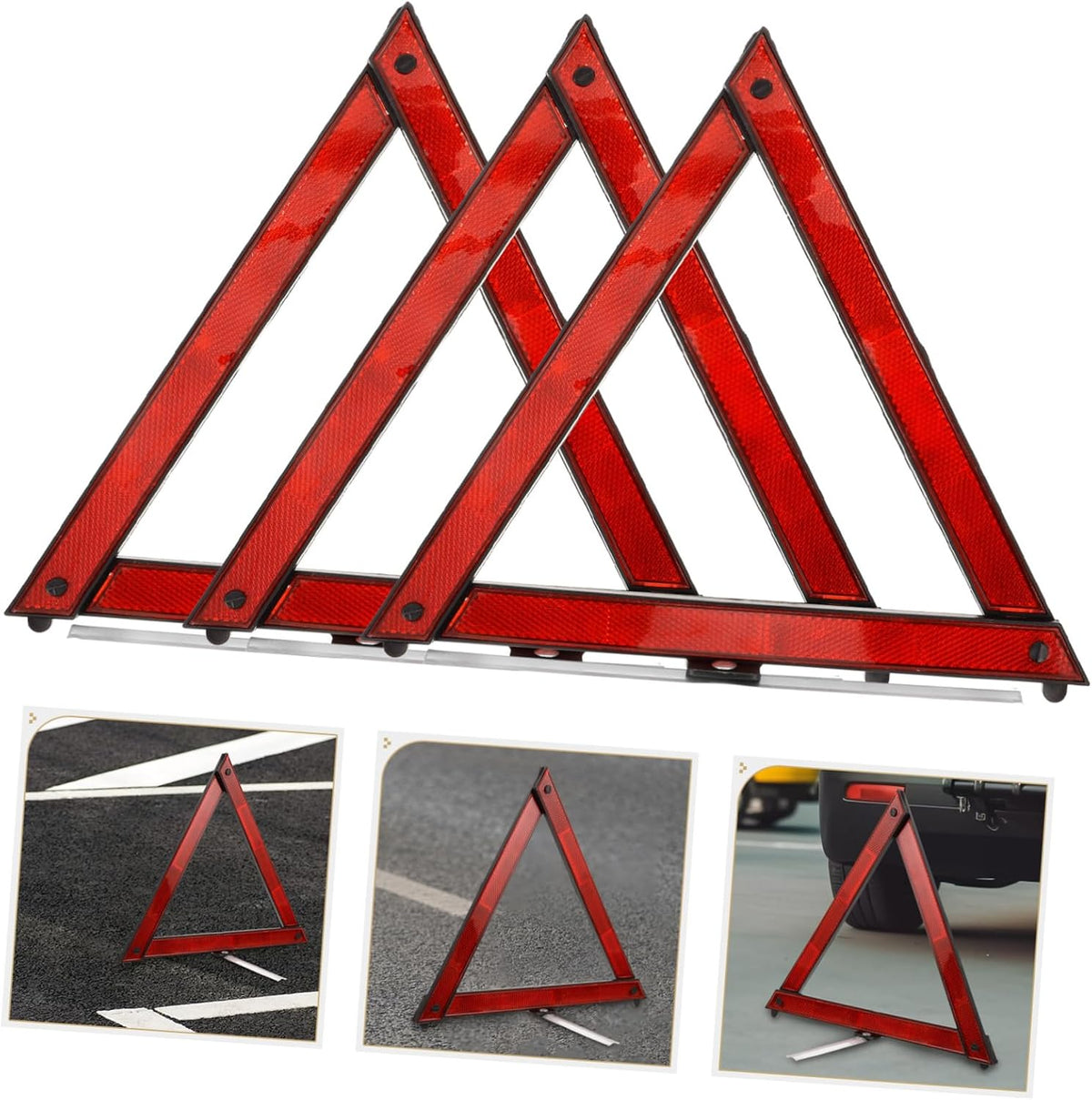 3pcs Triangular Safety Warning Signs for Roadside Emergency Parking