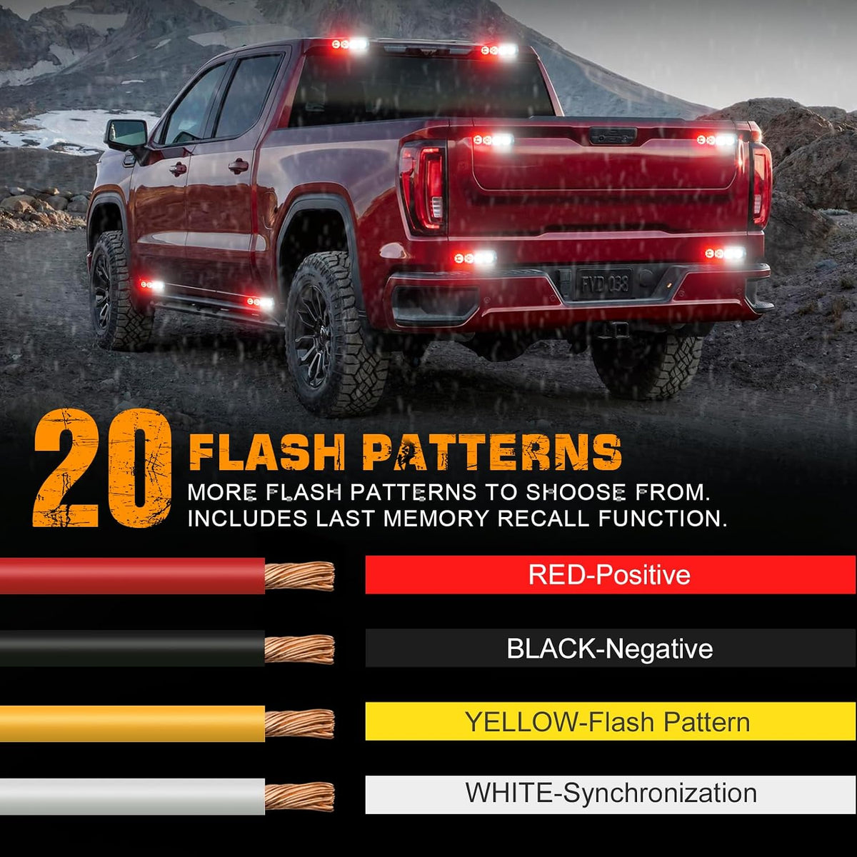 XRIDONSEN 8PCS Sync Grill Strobe Lights 32 LED Grille Lights