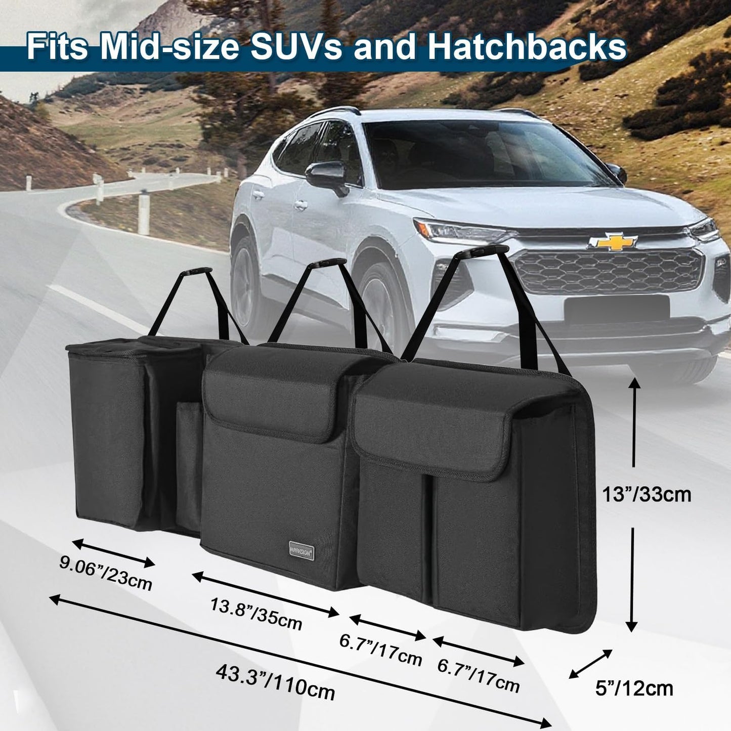 Deluxe Trunk and Backseat Organizer for Medium or Large Size SUVs & RVs, Detachable Storage Modules with Built-in Cooler, Patent Pending