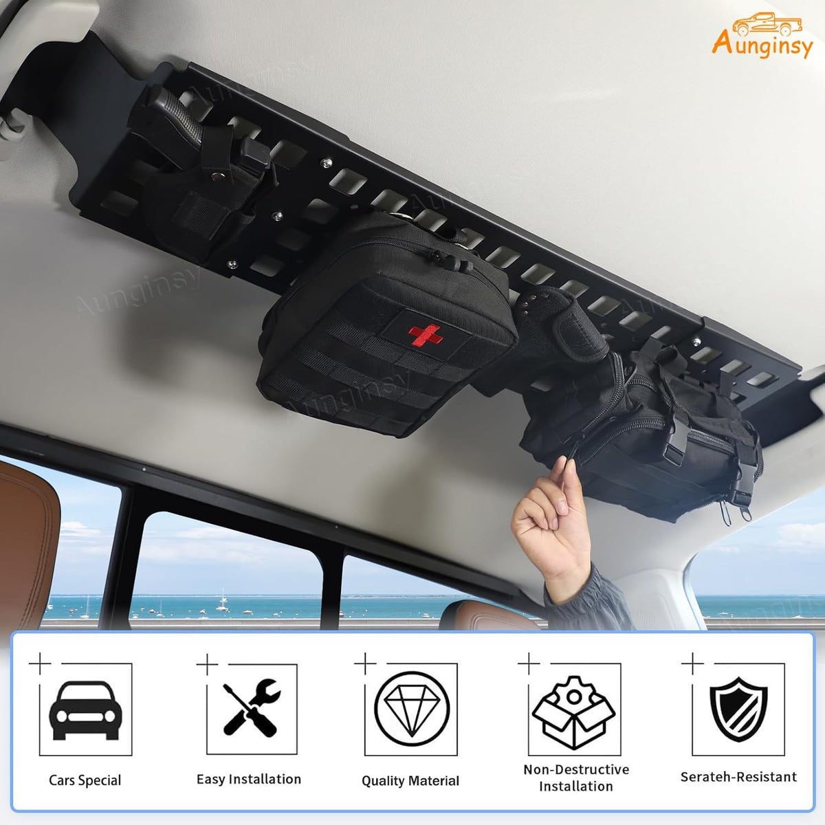 Car Interior Rear Trunk Cargo Rack Basket Tray Compatible with Ford Maverick 2022-2025 Modular Storage Luggage Carrier Roof Overhead Molle Panel System Shelf Rack Trunk Hanging Organizer Accessories
